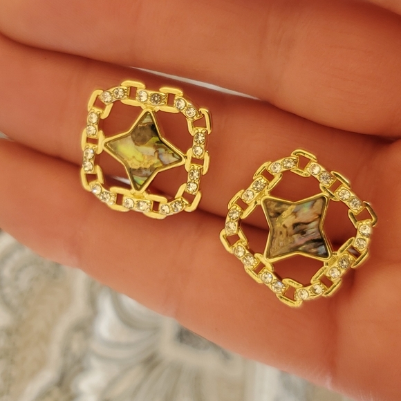 New Gold Wrapped Abalone Shell Stud Earrings. - Picture 15 of 16